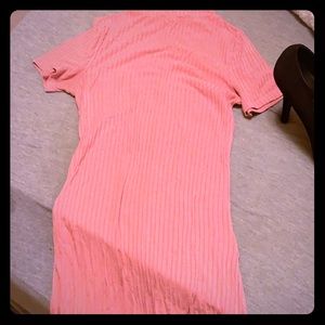 Pink T-shirt dress.
